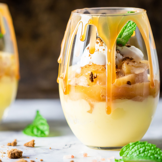 White Chocolate & Passionfruit Cheesecake with Caramel Pears
