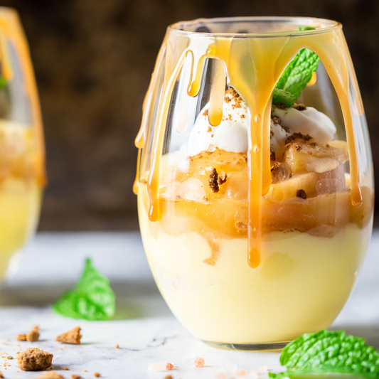 gooey caramel pear triffle