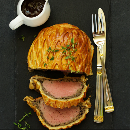 Beef Wellington with Red Wine Jus - Boutique Sauces 