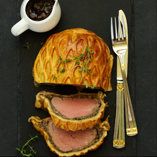 Beef Wellington with Red Wine Jus - Boutique Sauces 